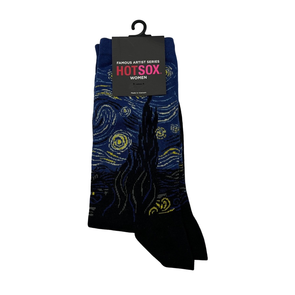 Hot Sox Socks Women 9-11 Royal Starry Night Famous Artist Series Van Gogh